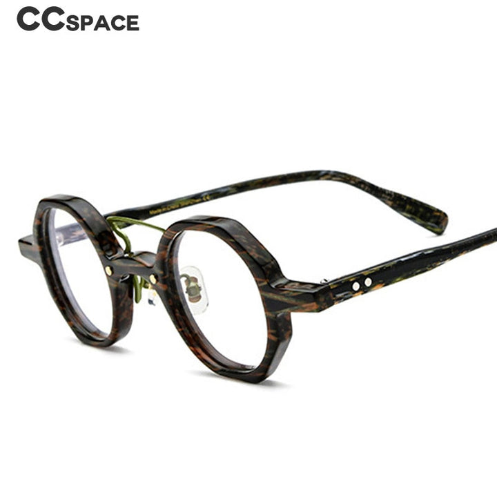 CCspace Women's Full Rim Small Polygon Round Double Bridge Acetate Eyeglasses 55059 Full Rim CCspace