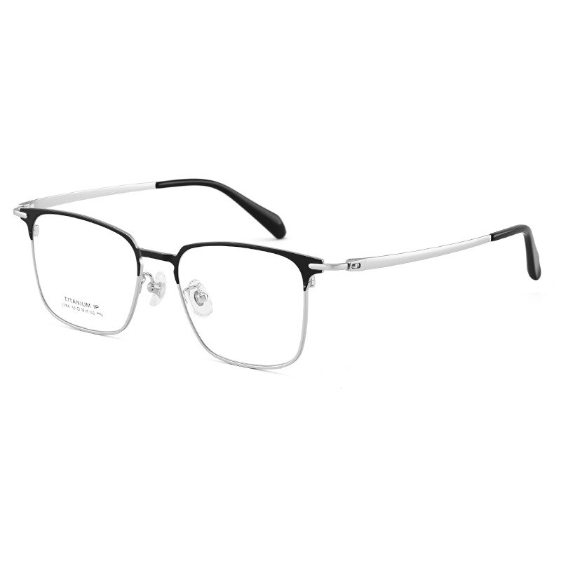 Bclear Unisex Full Rim Square Titanium Acetate Eyeglasses Lb1104 Full Rim Bclear Black silver