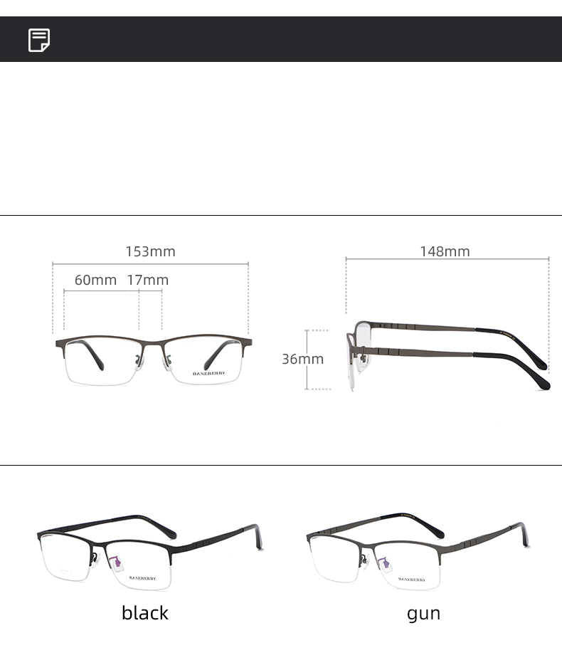 Reven Jate Unisex Semi Rim Rectangle Titanium Frame Eyeglasses 71111 Semi Rim Reven Jate