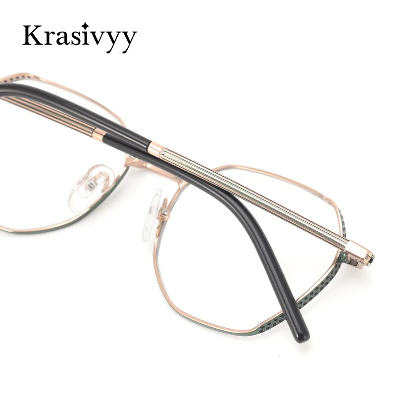 Krasivyy Women's Full Rim Polygon Titanium Eyeglasses Kr16024 Full Rim Krasivyy