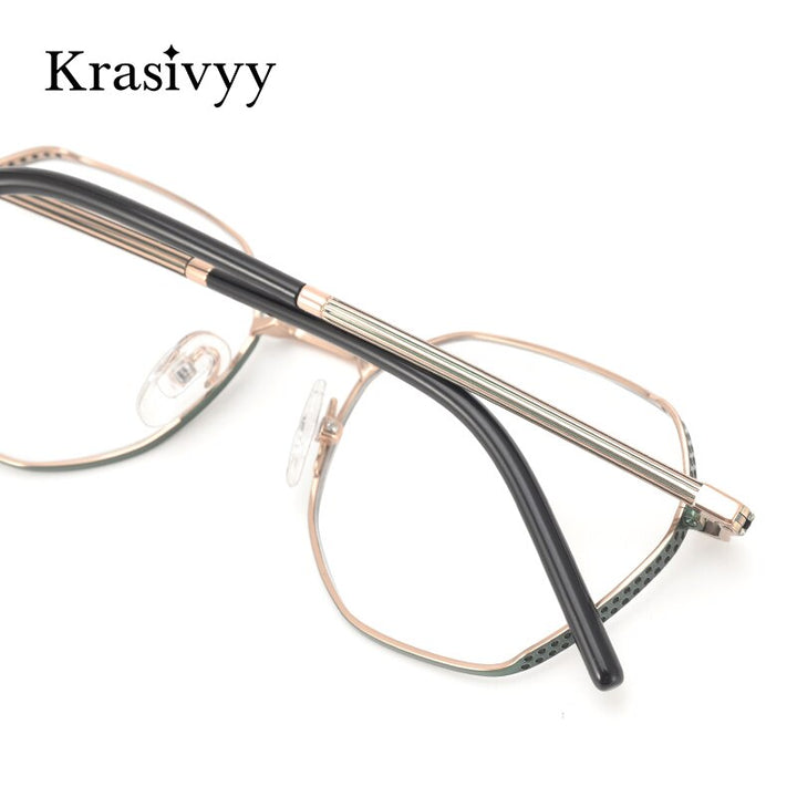 Krasivyy Women's Full Rim Polygon Titanium Eyeglasses Kr16024 Full Rim Krasivyy