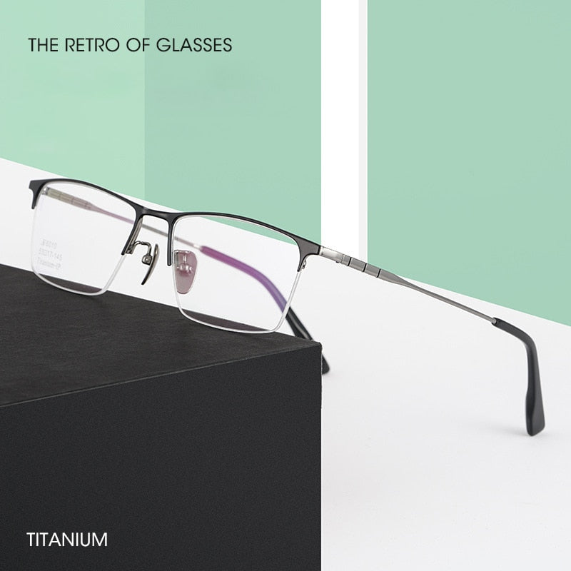 Hotochki Men's Semi Rim Square Tr 90 Titanium Frame Eyeglasses Bv6010 Semi Rim Hotochki