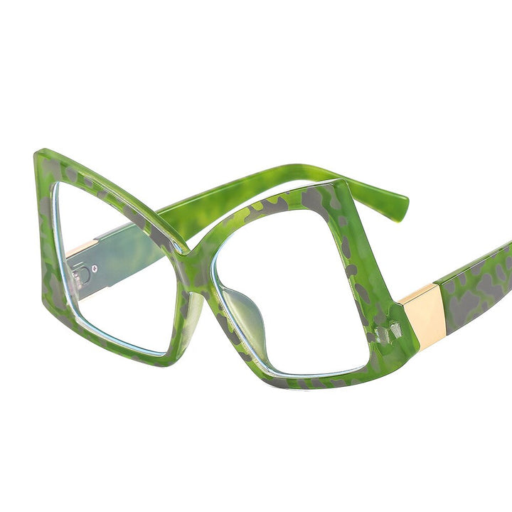 CCspace Women's Full Rim Oversized Square Cat Eye Acetate Eyeglasses 55385 Full Rim CCspace China C7GreenLeopard