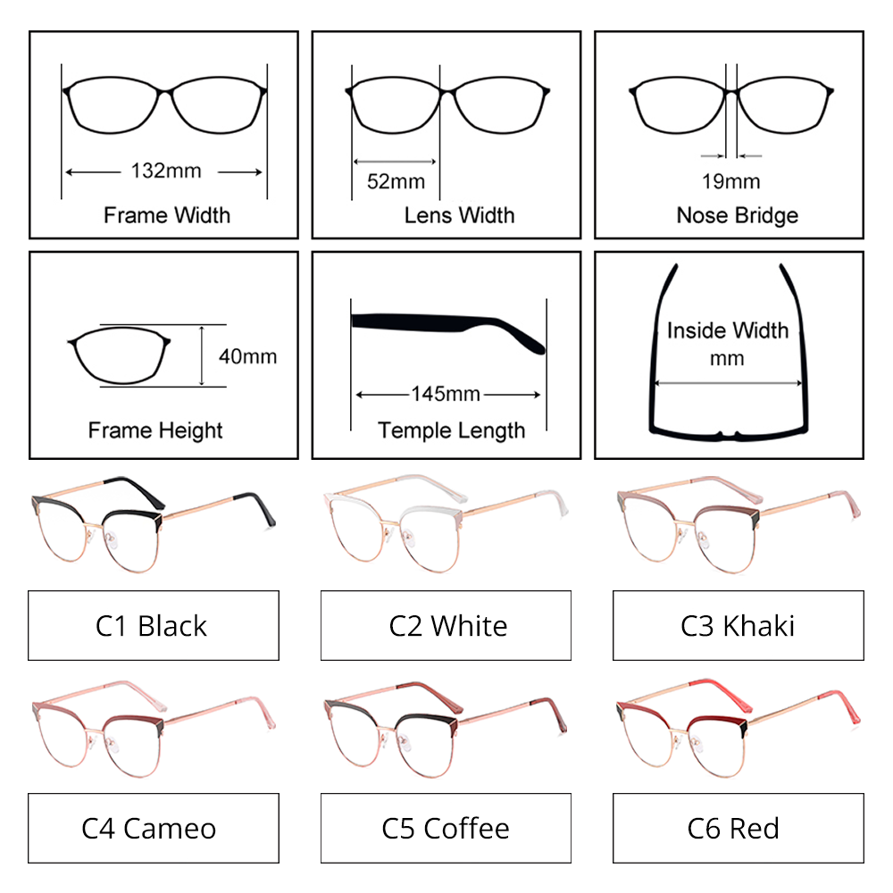 Ralferty Women's Full Rim Oval Cat Eye Acetate Alloy Eyeglasses F91226 Full Rim Ralferty