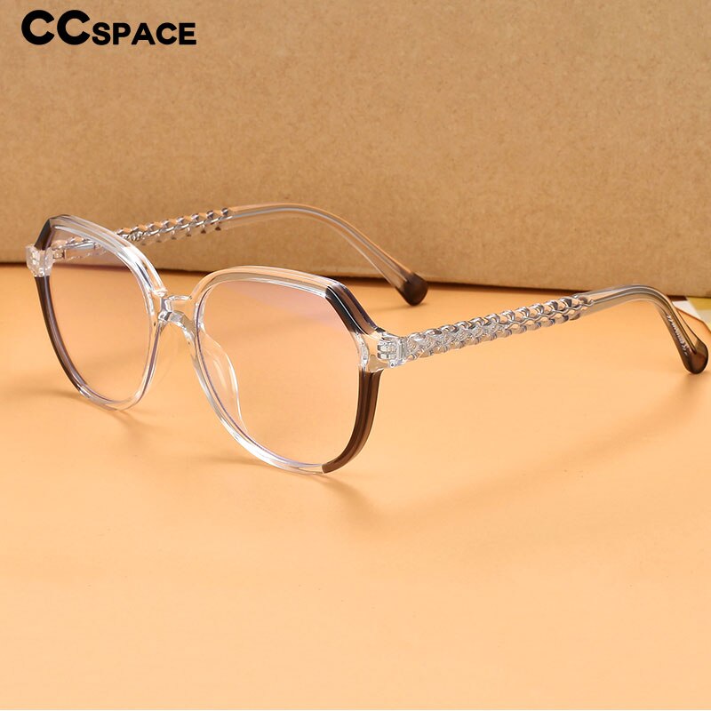 CCspace Unisex Full Rim Polygonal Tr 90 Titanium Eyeglasses 55708 Full Rim CCspace