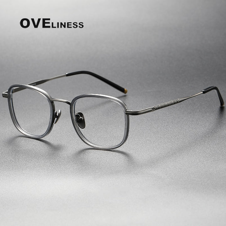 Oveliness Unisex Full Rim Square Acetate Titanium Eyeglasses Alcor Full Rim Oveliness grey gun