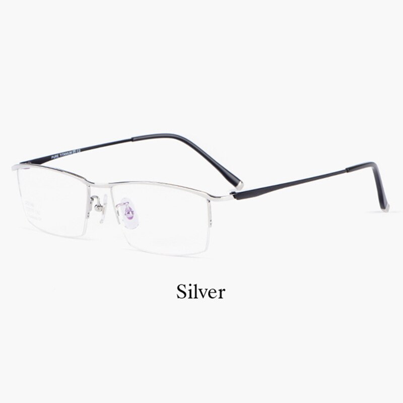 Hotochki Men's Semi Rim Titanium Alloy IP Plated Frame Eyeglasses J85148 Semi Rim Hotochki Silver