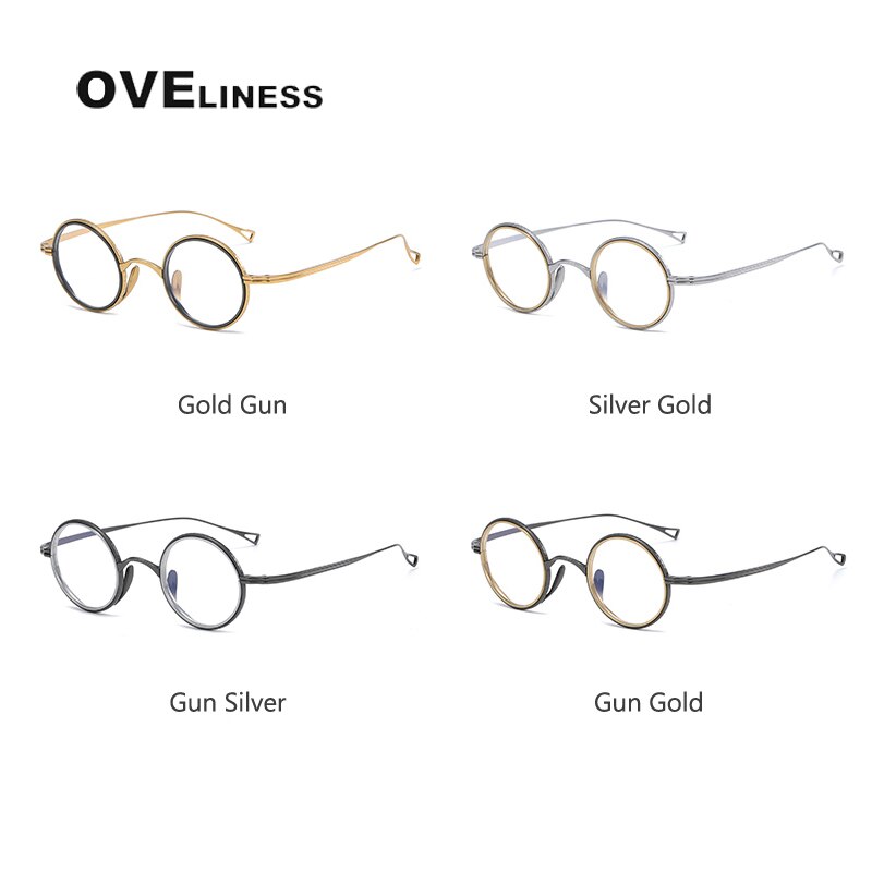 Oveliness Unisex Full Rim Round Acetate Titanium Eyeglasses 123 Full Rim Oveliness