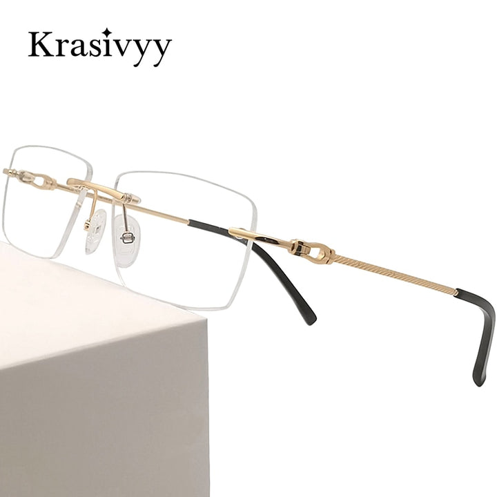 Krasivyy Unisex Rimless Square Titanium Eyeglasses Kr8661 Rimless Krasivyy