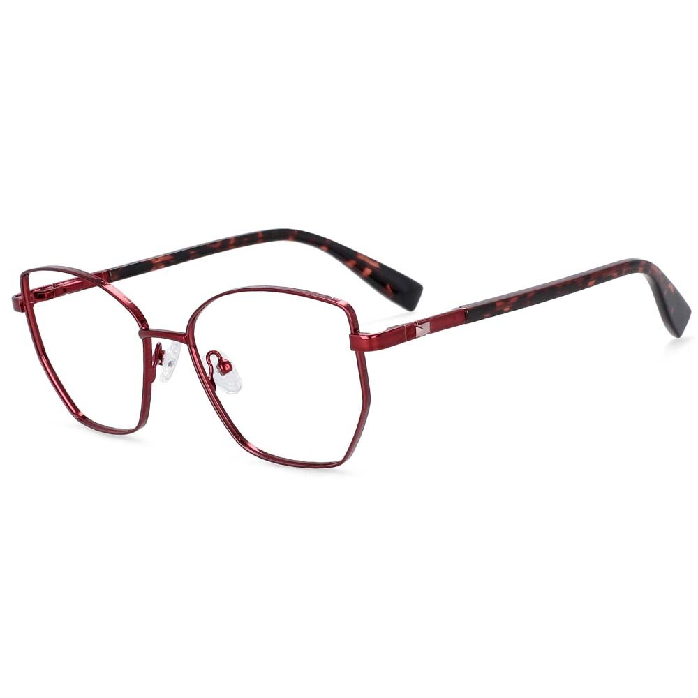 CCspace Women's Full Rim Square Cat Eye Alloy Frame Eyeglasses 54273 Full Rim CCspace China red-leopard