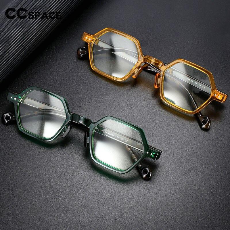 CCspace Unisex Full Rim Polygonal Tr 90 Acetate Eyeglasses 54565 Full Rim CCspace