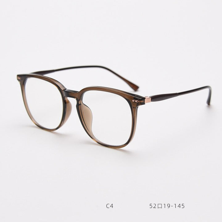 CCspace Unisex Full Rim Square Tr 90 Titanium Eyeglasses 55687 Full Rim CCspace Tea China