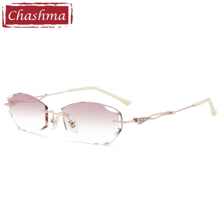 Chashma Women's  Rimless Rectangle Titanium Frame Diamond Trimmed Eyeglasses 5847 Rimless Chashma Default Title