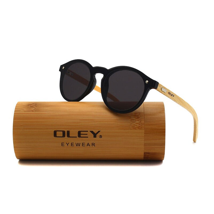 Oley Women's Round Bamboo Leg Color Film Sunglasses Z0479 Sunglasses Oley Z0479 C1ZBOX custom logo