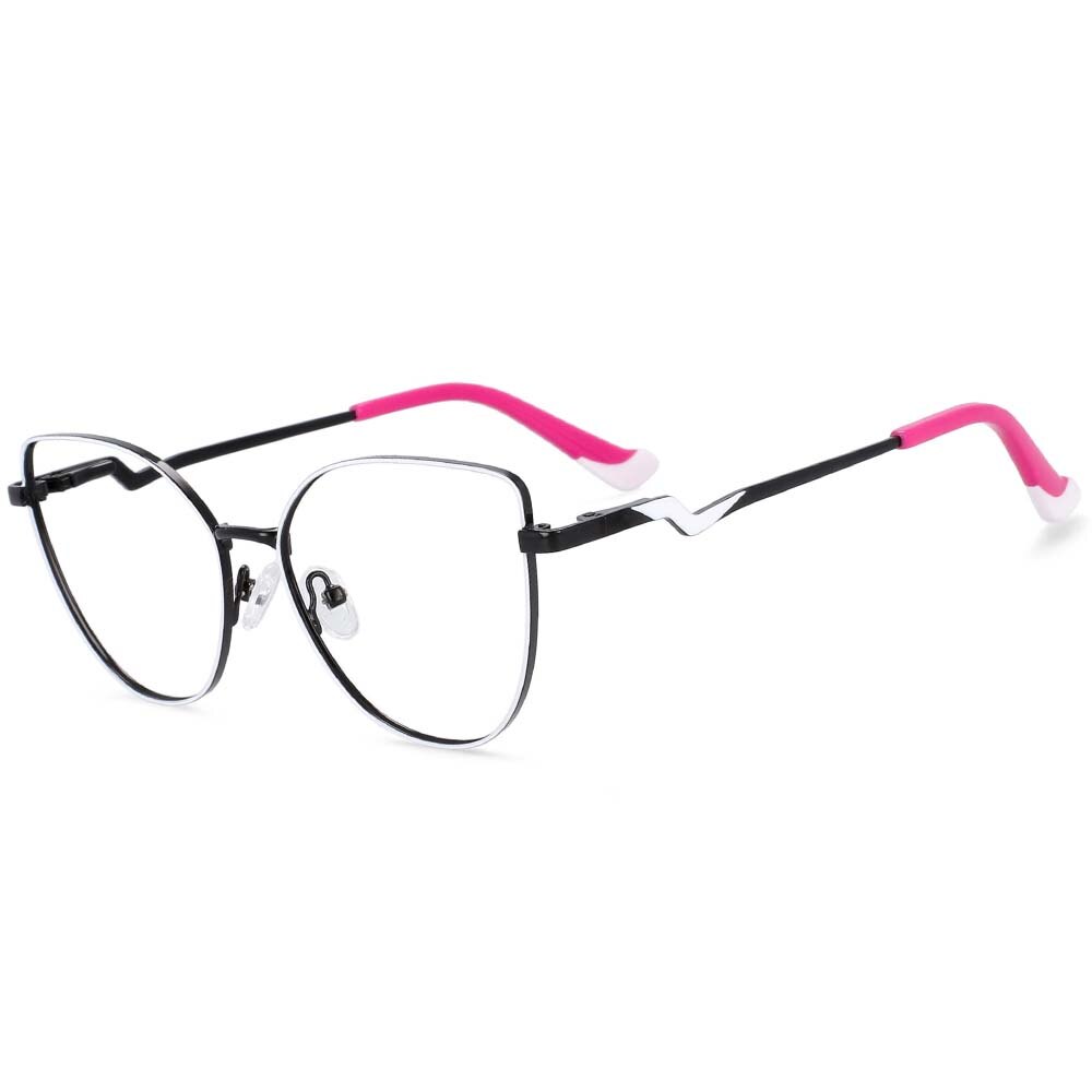 CCspace Women's Full Rim Cat Eye Alloy Frame Eyeglasses 54317 Full Rim CCspace China black-white