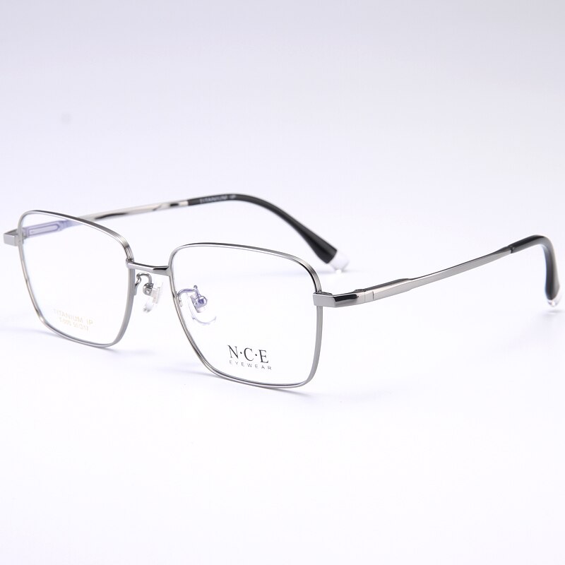 Zirosat Men's Full Rim Square Titanium Eyeglasses T005 Full Rim Zirosat silver  