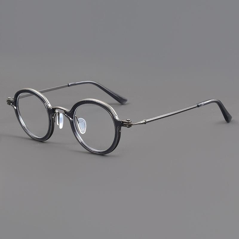 Gatenac Unisex Full Rim Small Irregular Round Acetate Eyeglasses Gxyj881 Full Rim Gatenac Gray