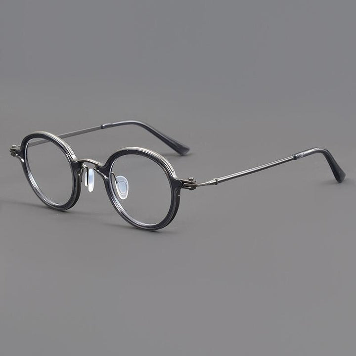 Gatenac Unisex Full Rim Small Irregular Round Acetate Eyeglasses Gxyj881 Full Rim Gatenac Gray