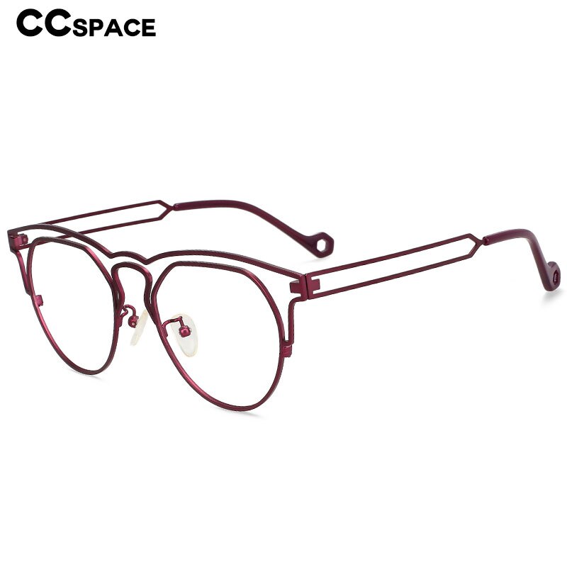CCspace Unisex Full Rim Round Double Bridge Titanium Eyeglasses 55522 Full Rim CCspace