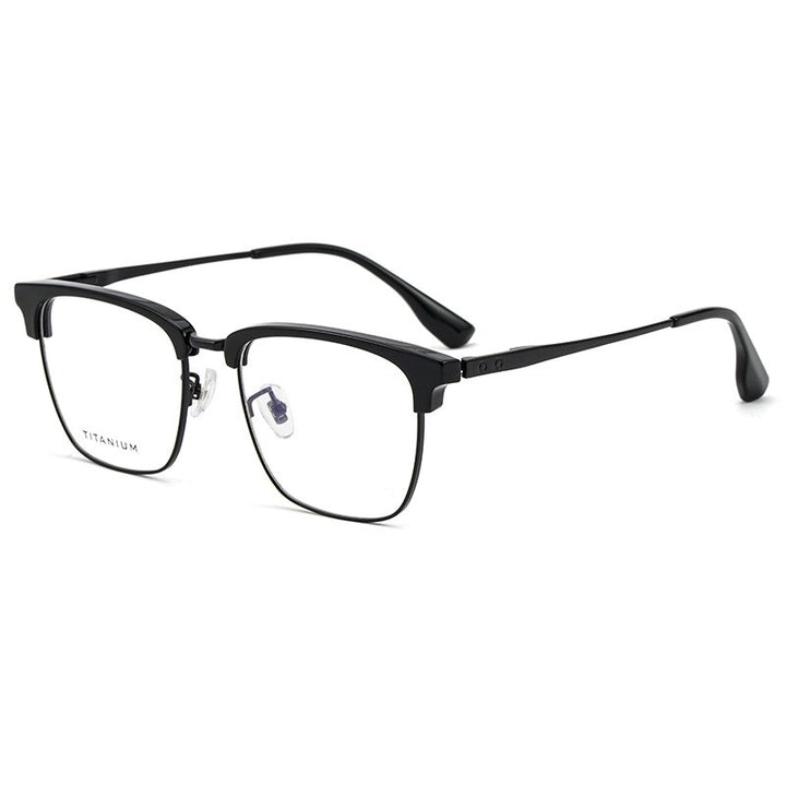 Yimaruili Men's Full Rim Square Acetate Titanium Eyeglasses 8653cmh Full Rim Yimaruili Eyeglasses Black