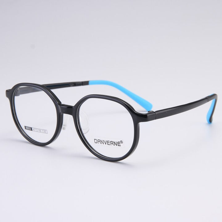 Gmei Unisex Children's Full Rim Round Silicone TR90 Eyeglasses 8603 Full Rim Gmei Optical Black  