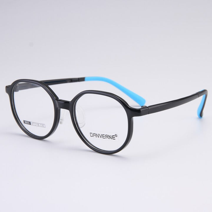 Gmei Unisex Children's Full Rim Round Silicone TR90 Eyeglasses 8603 Full Rim Gmei Optical Black