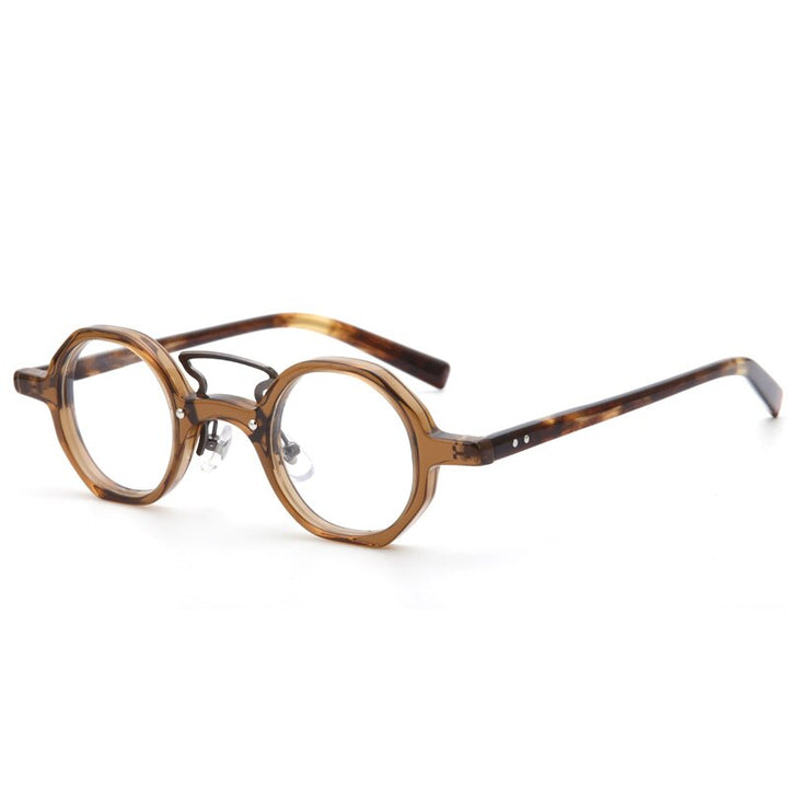 Muzz Men's Full Rim Round Double Bridge Acetate Frame Eyeglasses W3109V Full Rim Muzz C4