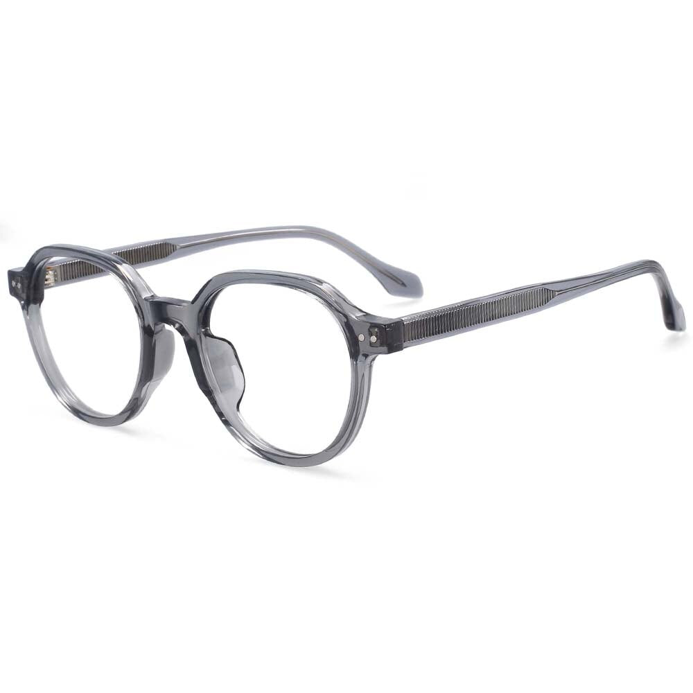 CCspace Women's Full Rim Round Acetate Titanium Frame Eyeglasses 54255 Full Rim CCspace Gray China