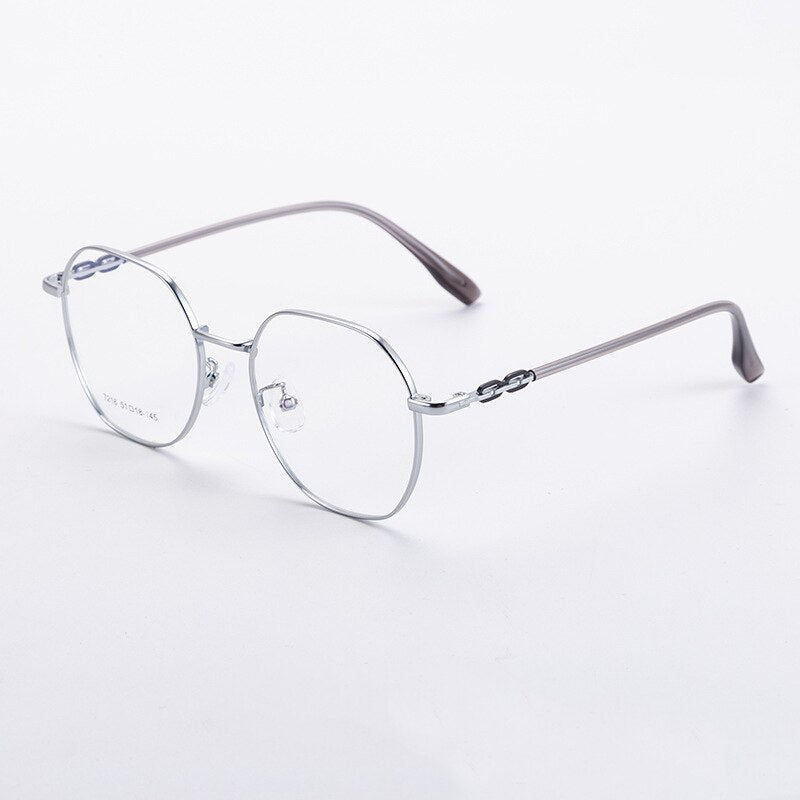 CCspace Unisex Full Rim Polygon Alloy Eyeglasses 55714 Full Rim CCspace Silver China