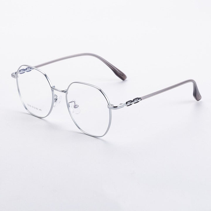 CCspace Unisex Full Rim Polygon Alloy Eyeglasses 55714 Full Rim CCspace Silver China