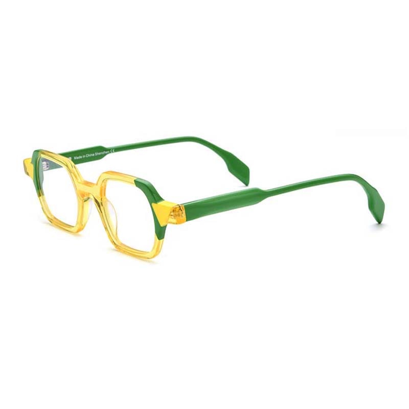 CCspace Unisex Full Rim Irregular Square Acetate Eyeglasses 54706 Full Rim CCspace Yellow green China