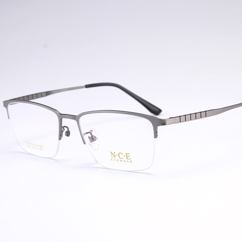 Bclear Men's Semi Rim Square Titanium Eyeglasses My5003 Semi Rim Bclear Light  Gray