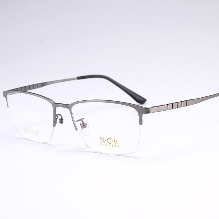 Bclear Men's Semi Rim Square Titanium Eyeglasses My5003 Semi Rim Bclear Light  Gray  