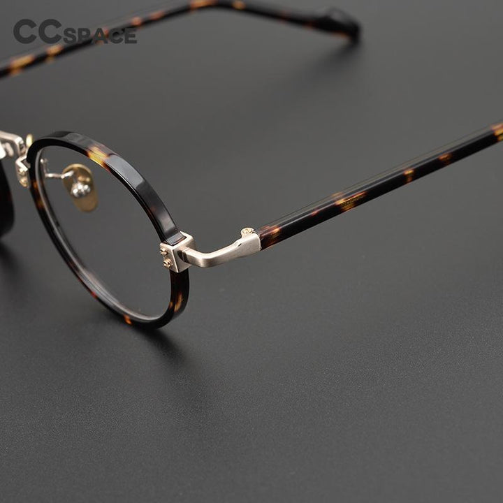 CCspace Unisex Full Rim Round/Square Acetate Titanium Eyeglasses 53312 Full Rim CCspace
