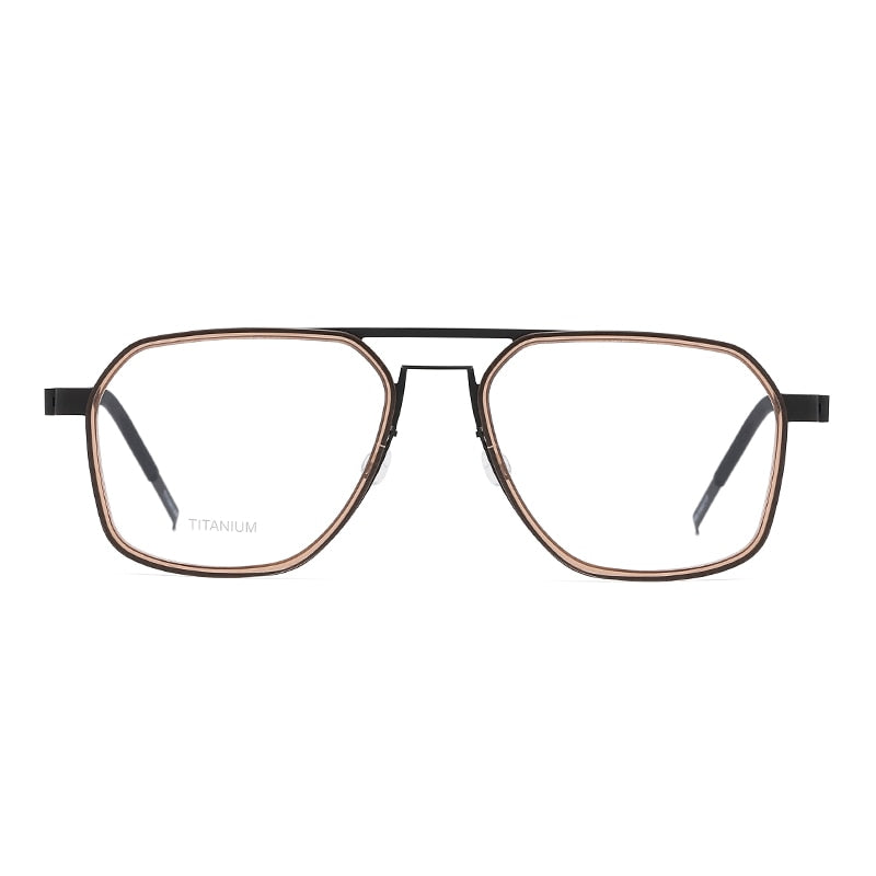 Reven Jate Unisex Full Rim Polygon Double Bridge Titanium Acetate Eyeglasses 9753 Full Rim Reven Jate