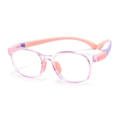 Ralferty Unisex Children's Full Rim Round Square Tr 90 Silicone Eyeglasses M91029 Full Rim Ralferty C8 Clear Pink China