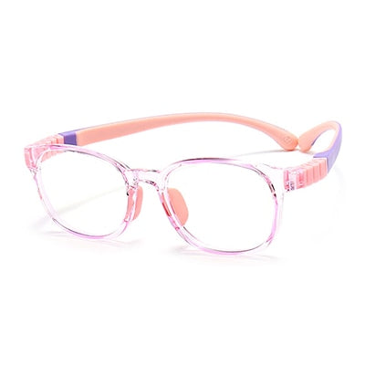Ralferty Unisex Children's Full Rim Round Square Tr 90 Silicone Eyeglasses M91029 Full Rim Ralferty C8 Clear Pink China 