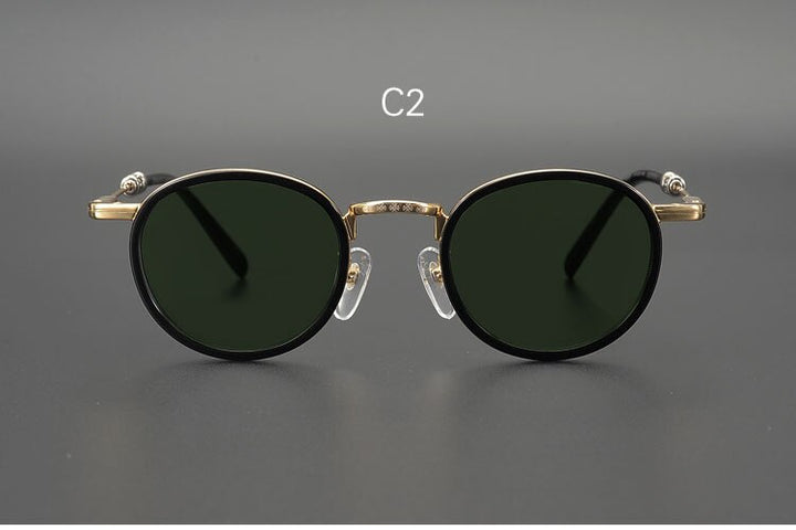 Yujo Men's Full Rim Round Acetate Alloy UV400 Dark Polarized Sunglasses Sunglasses Yujo C2 China