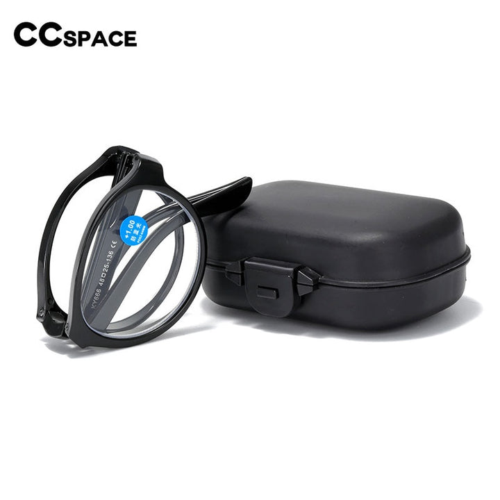 CCspace Unisex Full Rim Round Foldable Acetate Reading Glasses 55502 Reading Glasses CCspace