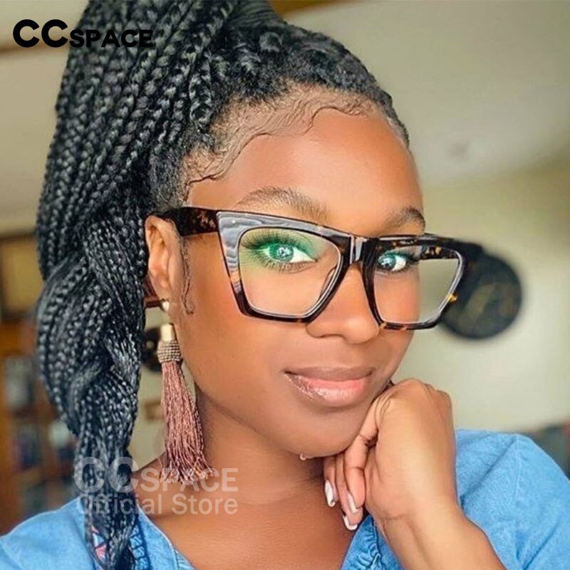 CCspace Women's Full Rim Oversized Square Cat Eye Resin Frame Eyeglasses 54133 Full Rim CCspace