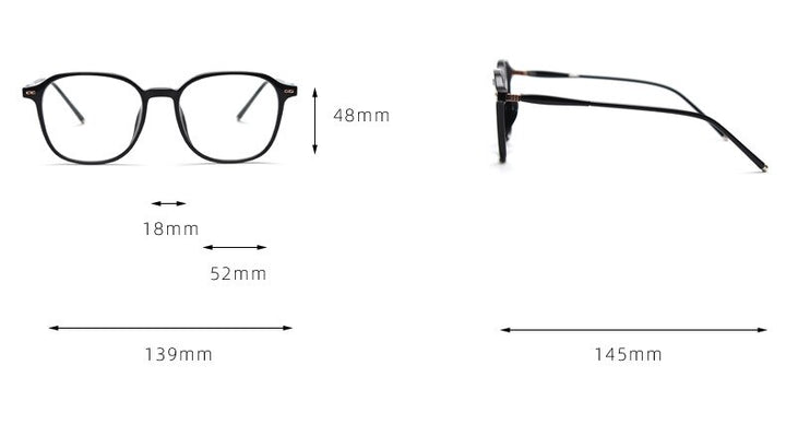 CCspace Unisex Full Rim Square Tr 90 Titanium Eyeglasses 55686 Full Rim CCspace