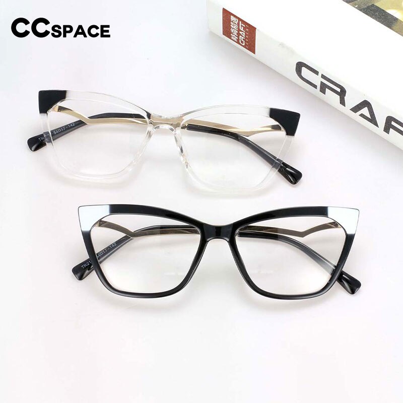 CCspace Women's Full Rim Square Cat Eye Resin Frame Eyeglasses 54127 Full Rim CCspace