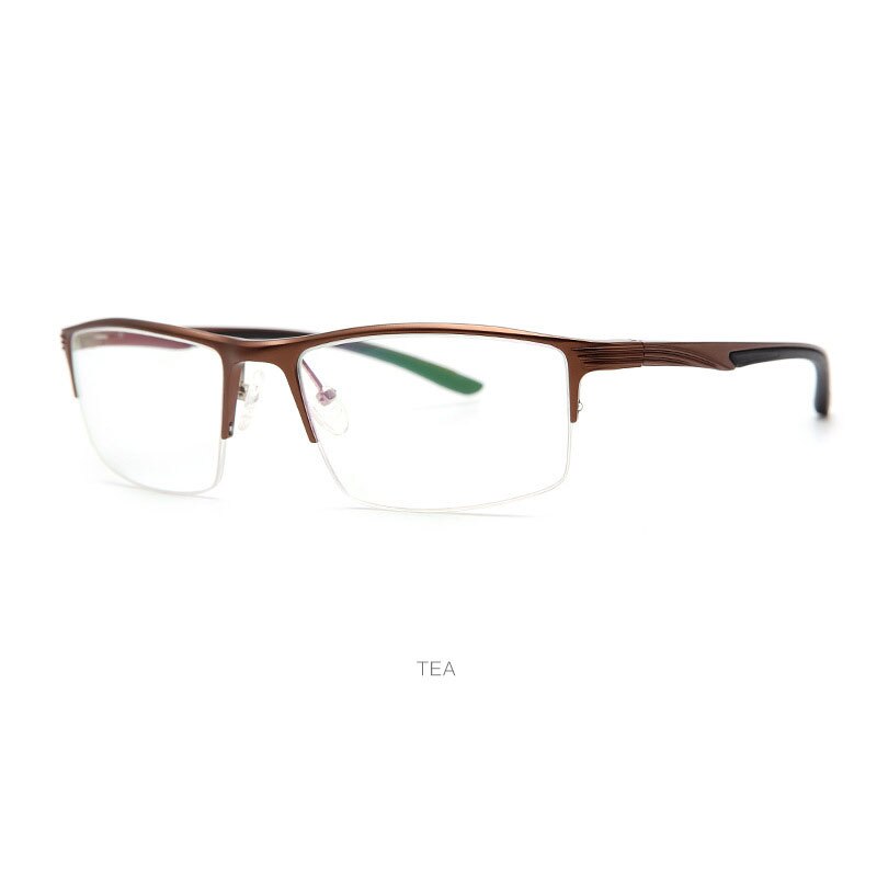 Hdcrafter Men's Semi Rim Wide Square Titanium Eyeglasses 663 Semi Rim Hdcrafter Eyeglasses Tea China 