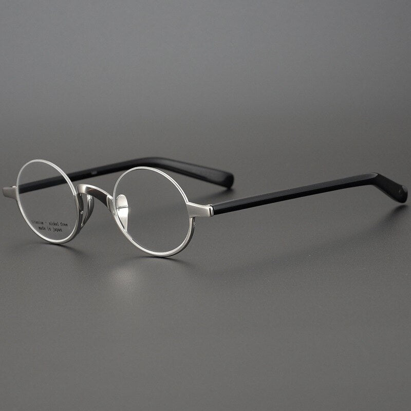 CCspace Unisex Semi Rim Round Acetate Titanium Eyeglasses 53703 Semi Rim CCspace Silver China