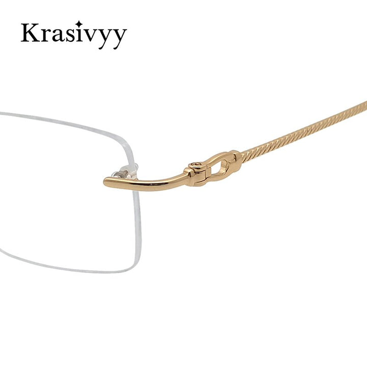 Krasivyy Unisex Rimless Square Titanium Eyeglasses Kr8661 Rimless Krasivyy