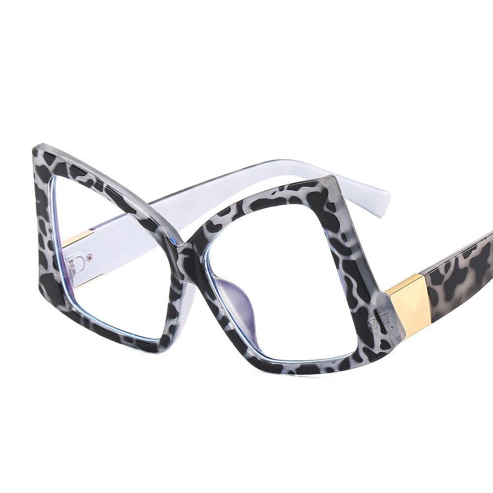 CCspace Women's Full Rim Oversized Square Cat Eye Acetate Eyeglasses 55385 Full Rim CCspace China C2GreyLeopard