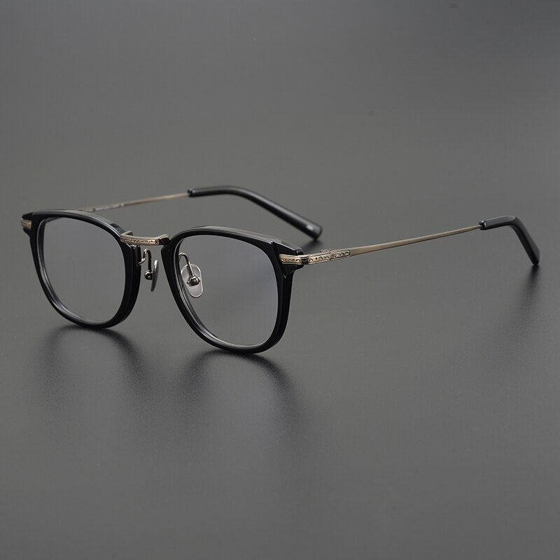 Gatenac Unisex Full Rim Square Titanium Acetate Eyeglasses Gxyj926 Full Rim Gatenac Black Bronze