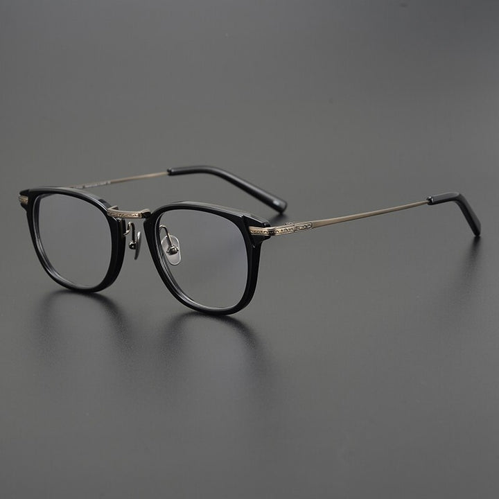 Gatenac Unisex Full Rim Square Titanium Acetate Eyeglasses Gxyj926 Full Rim Gatenac Black Bronze