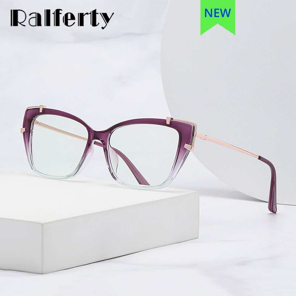 Ralferty Women's Full Rim Square Cat Eye Tr 90 Acetate Eyeglasses D876 Full Rim Ralferty   