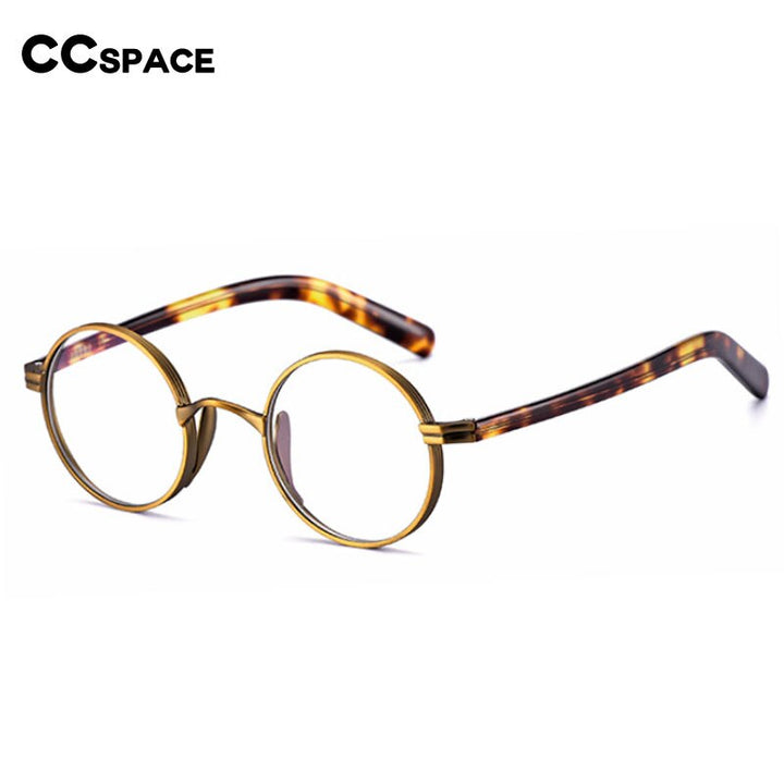 CCspace Unisex Full Rim Round Titanium Acetate Alloy Frame Eyeglasses 54604 Full Rim CCspace